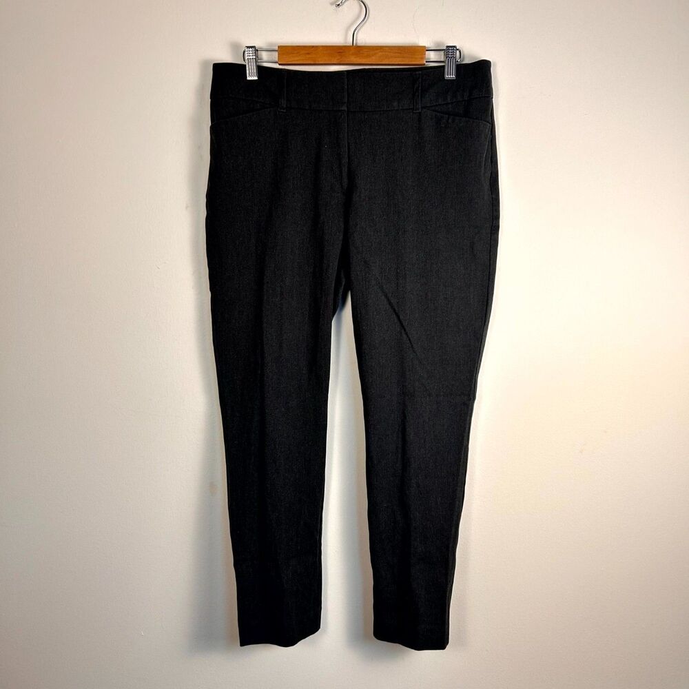 LOFT Outlet Curvy Skinny Ankle Pants Womens 12 Black Stretch Flat Front Casual - Picture 1 of 10